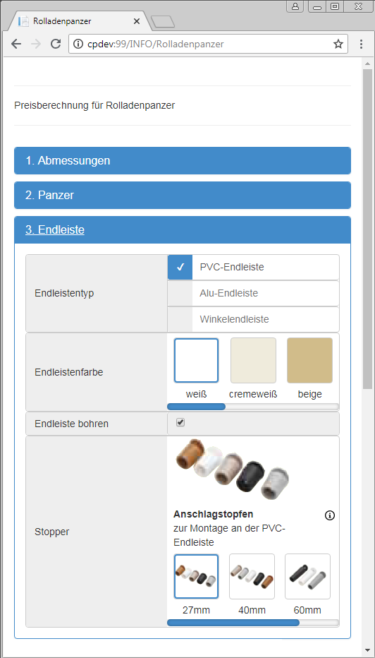 Ingenious Web Produktkonfigurator auf Smartphone