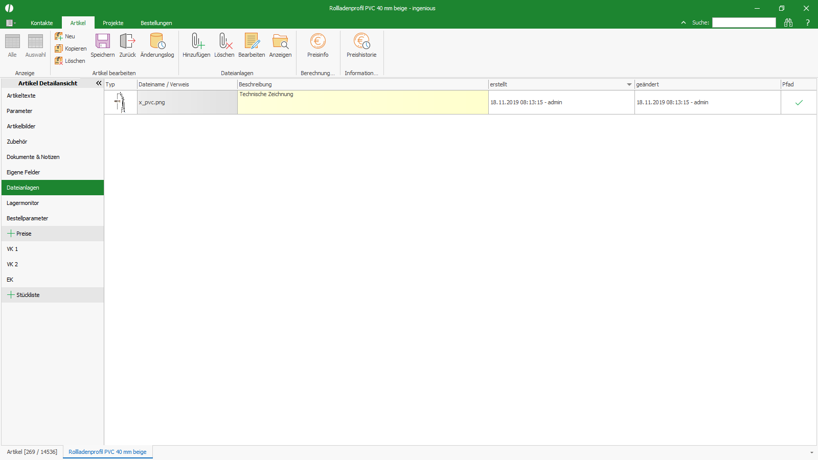 Ingenious Software Artikel Detailansicht Externe Dateianlagen