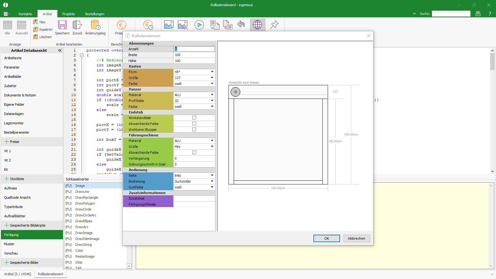 Ingenious Software Stücklisten Bildskript