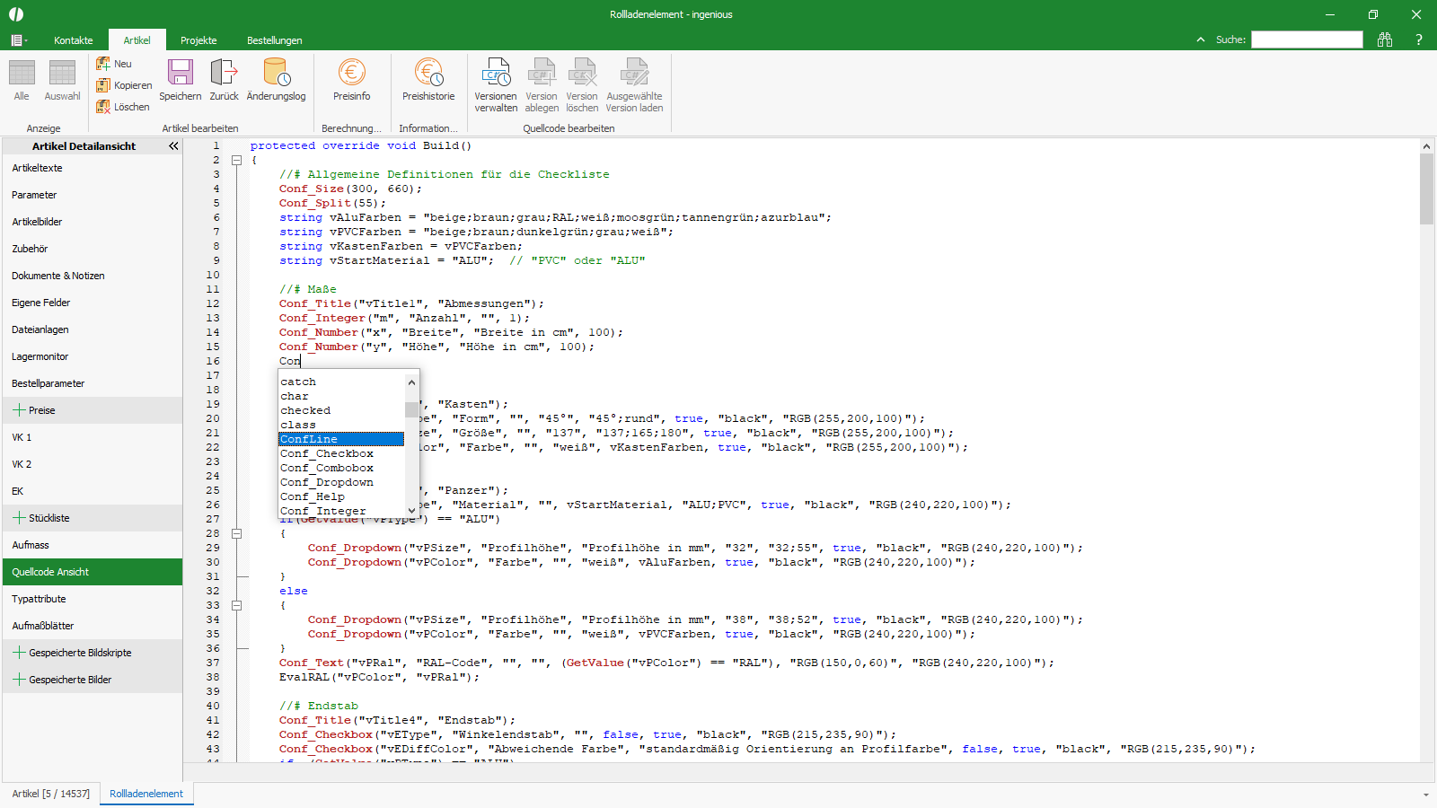 Ingenious Software Stücklisten Quellcode