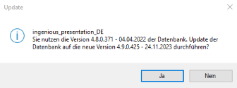 Hinweis auf ein Datenbankupdate