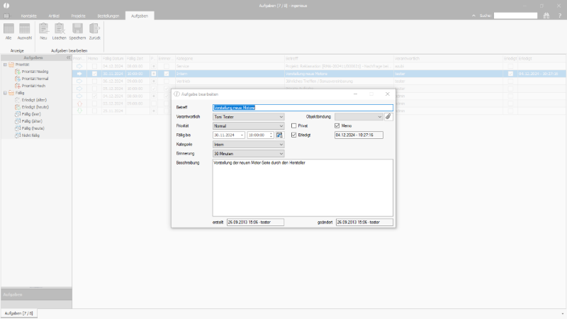 View and edit a task or memo