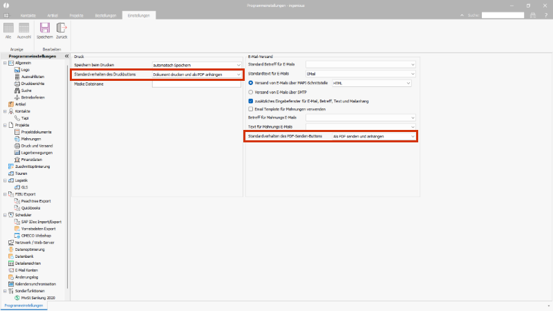 Konfiguration des automatischen Speicherns in den Dateianlagen