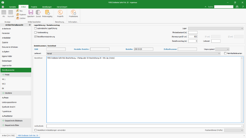 Bestelltext mit Printvariable