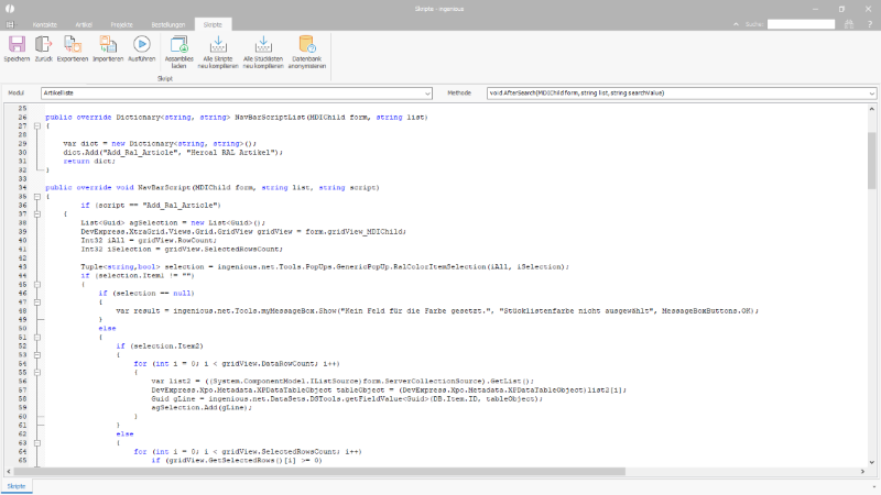 Anlage des RAL-Artikel Skripts