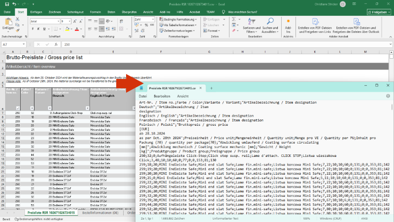 Umwandlung der xlsx Datei in eine csv Datei
