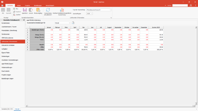 Laden der openTrans Einstellungen für den Lieferant Heroal