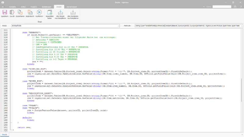 Skript zum Eintragen des Transportwunsches 
