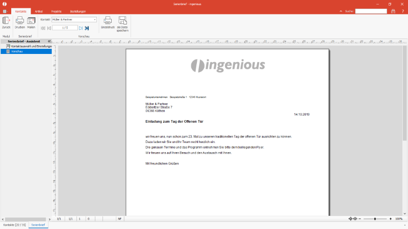 Vorschau eines Serienbriefs