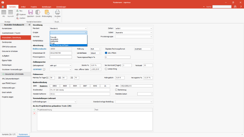 Einen Auswahllisteneintrag hinzufügen