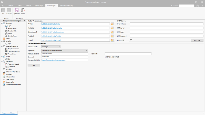 Konfiguration der Netzwerk und WebServer Optionen