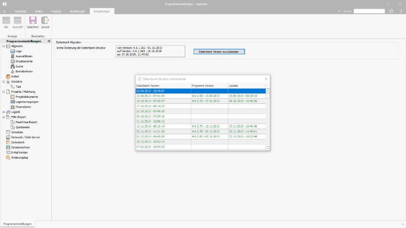 Datenbank Historie