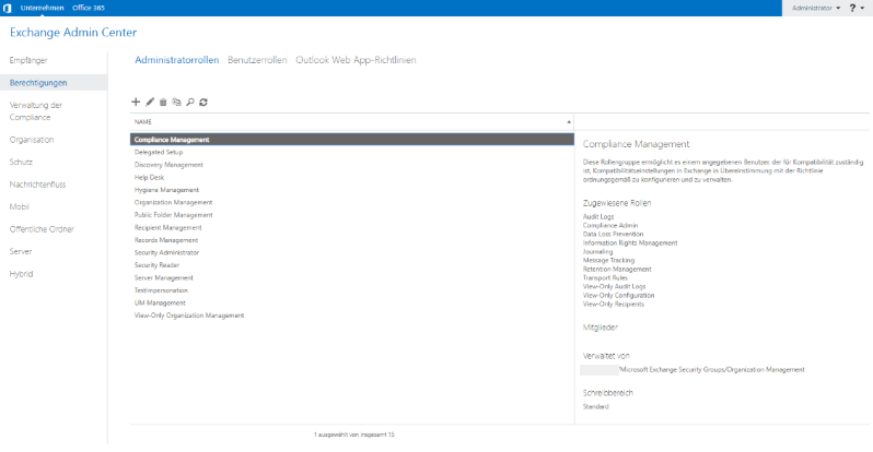 Administrationsrolle in Exchange anlegen