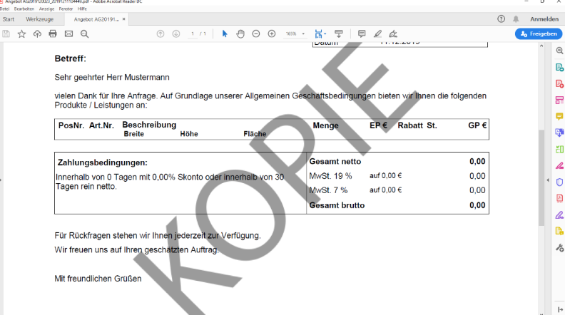 Eingefügtes Wasserzeichen in einem PDF