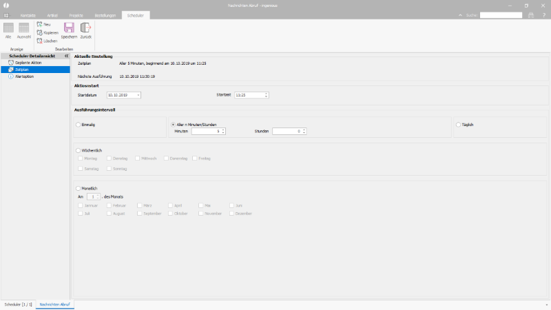 Zeitplan eines Scheduler Eintrags