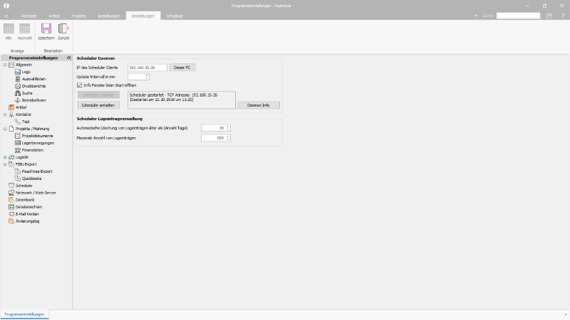 Optionen für den Scheduler-ausführenden Client