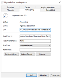 Angabe der Verbindungs-Datei als Parameter der Programmverknüpfung
