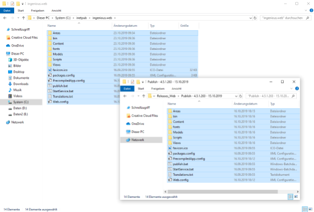 Kopieren der Programmdateien in das Webseitenverzeichnis