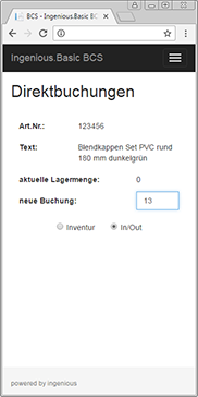 Eingabe der zu buchenden Menge