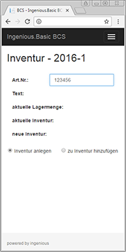 Erfassung eines Artikels in einem Inventurdokument