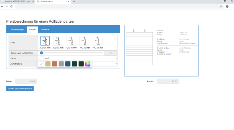 Pictures, Sliders und Color-Picker im Produktkonfigurator