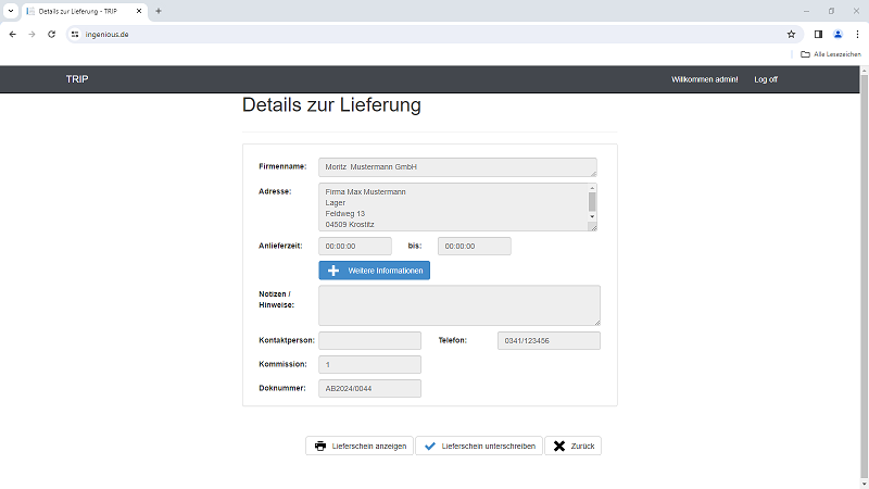 Details zur Lieferung eines Projekts